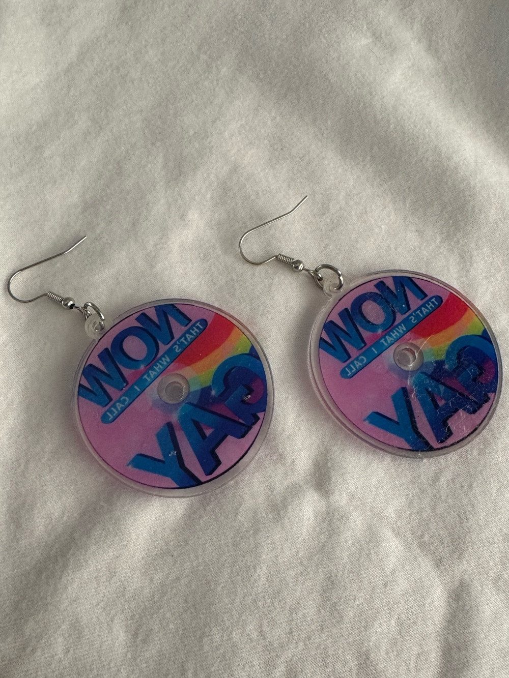 Silly Y2K Pride themed CD Earrings